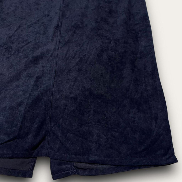 Vintage Graver Studio Velvet Midi Skirt Navy Blue Grandmacore Cottagecore Size L - Picture 2 of 7